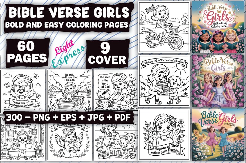 Bible Verse Girls Coloring Pages Adults (by Design Express)