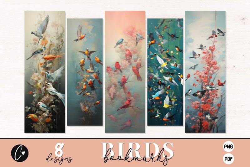 Birds Bookmark Designs, Animal Printable (by Christine Fleury)