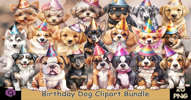 Birthday Dog Clipart Bundle (by Quoteer)