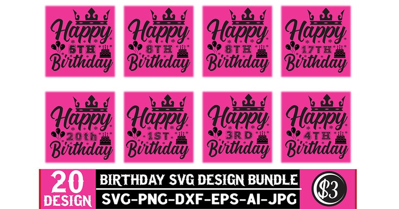 Birthday SVG Design Bundle (by SinaCreation)