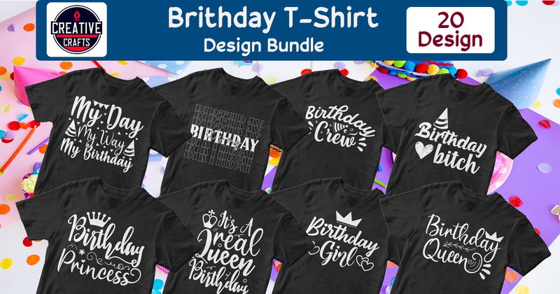 Birthday SVG T-Shirt Design Bundle (by ArtifyAI)