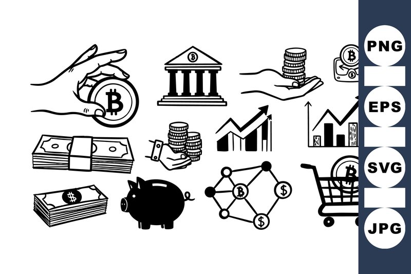 Bitcoin Crypto Finance Clipart Set (by DesignVectx)