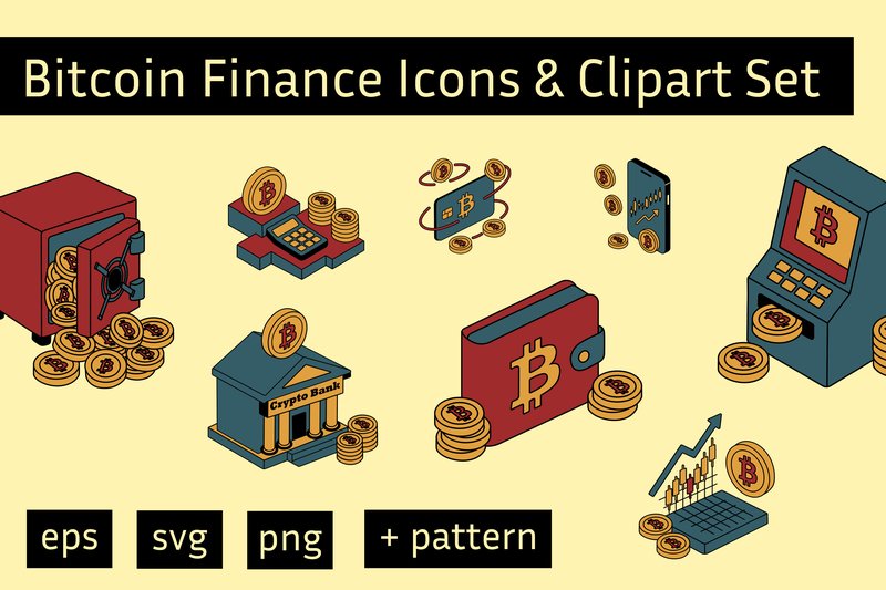 Bitcoin Finance Icons & Clipart Set (by InnaArt)