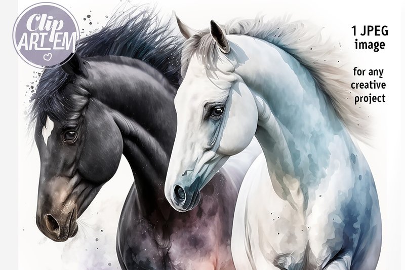 Black and White Horses Home Decor Image (by clipArtem)