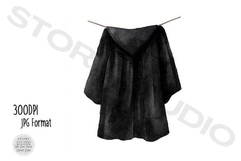 Black Graduation Gown Clipart (by Story Studio)