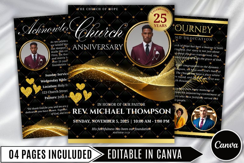 Black Pastor Anniversary Church Program (by memorial shop)