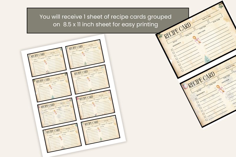 Blank Christmas Recipe Cards, (by Shabby paper boutique)