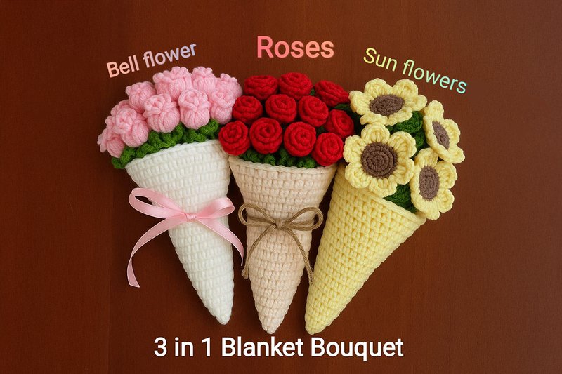Blanket Bouquet Crochet Pattern Bundle (by Gaida Aamigurumi Store)