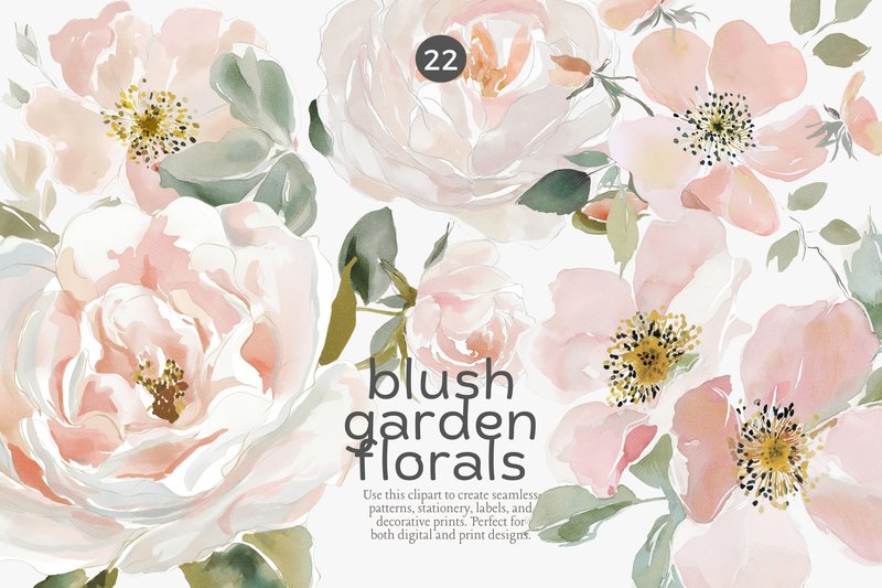 Blush Floral Clipart Set (by Patishop Art)