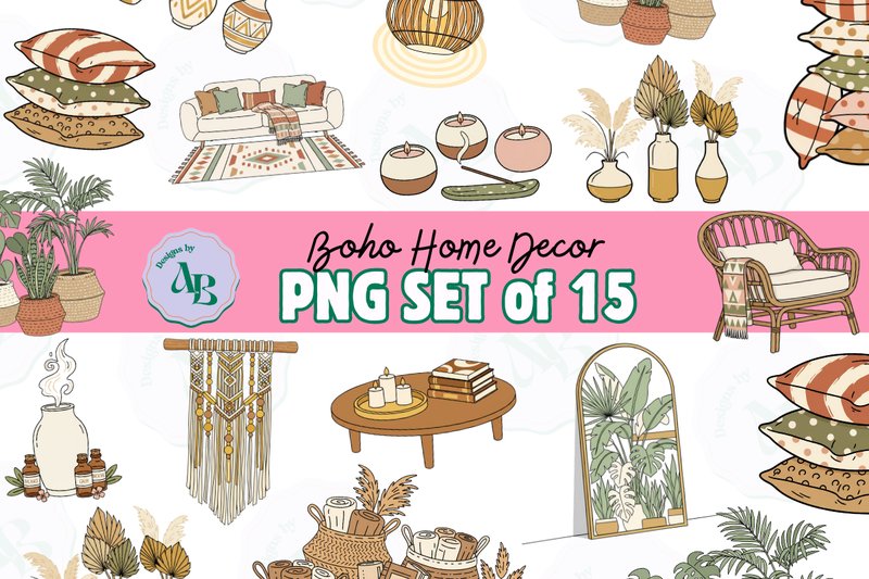 Boho Home Decor Clip Art Collection (by Designs X Ashley Bexar)