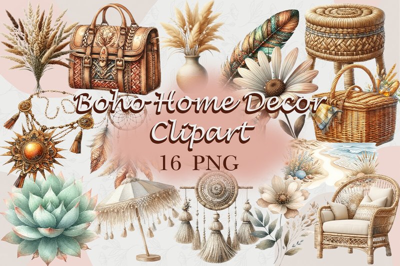 Boho Home Decor Clipart PNG (by LL Design)
