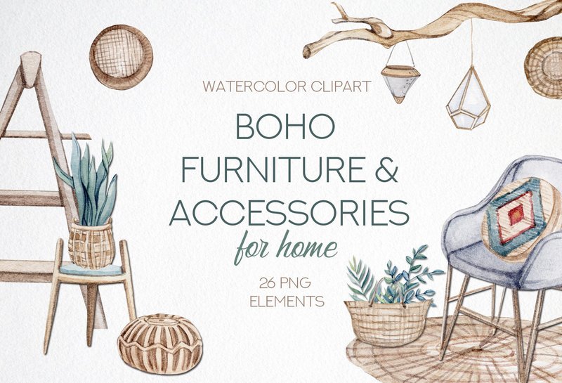 Boho Home Decor Clipart (by s_artlove)