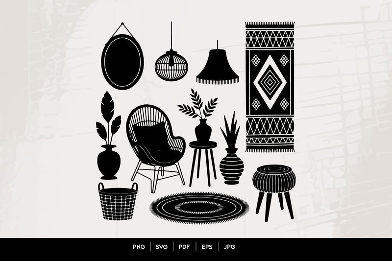 Boho Home Decor Silhouette Set (by rsbrandingbd)