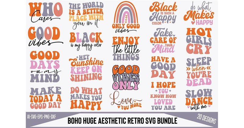 Boho Huge Aesthetic Retro SVG Bundle (by creativemim2001)