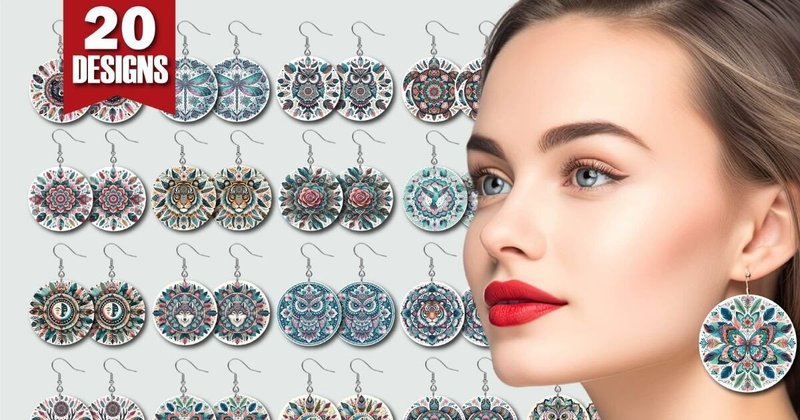 Boho Mandala Earrings Sublimation Bundle (by Orange Brush Studio)