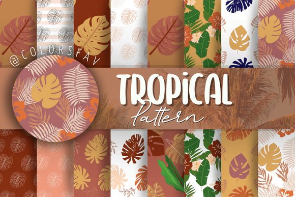 Boho Tropical Seamless Patterns Bundle (by ColorsFav)
