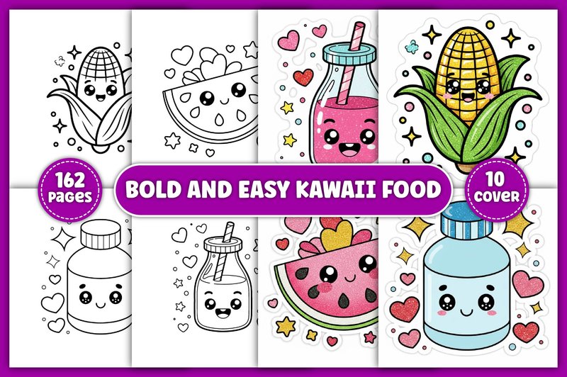 Bold and Easy Kawaii Food Coloring Book (by FuN ArT)
