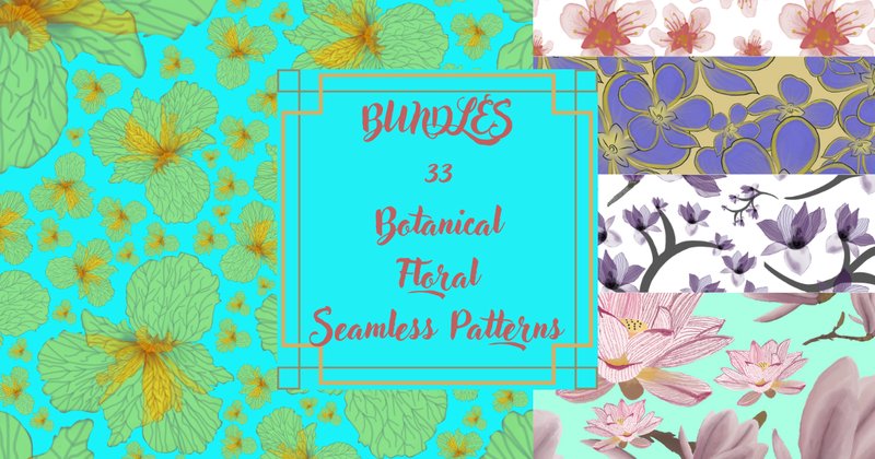 Botanical Floral Seamless Patterns Bundle (by aneisspiaf)