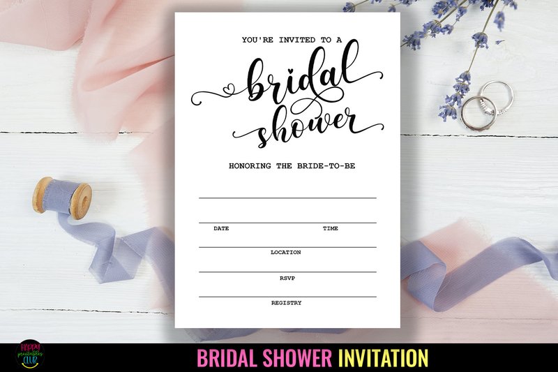 Bridal Shower Party Invitations Template (by Happy Printables Club)