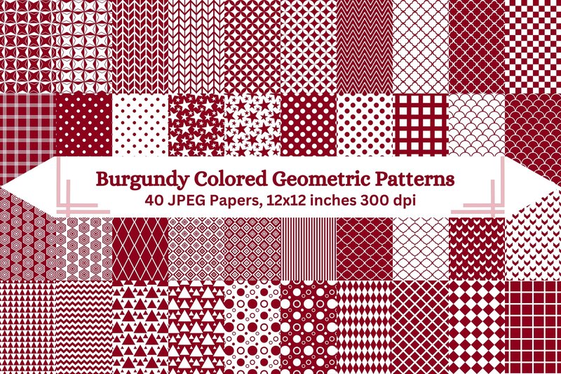 Burgundy Colored Geometric Patterns (by archiegupta1908)