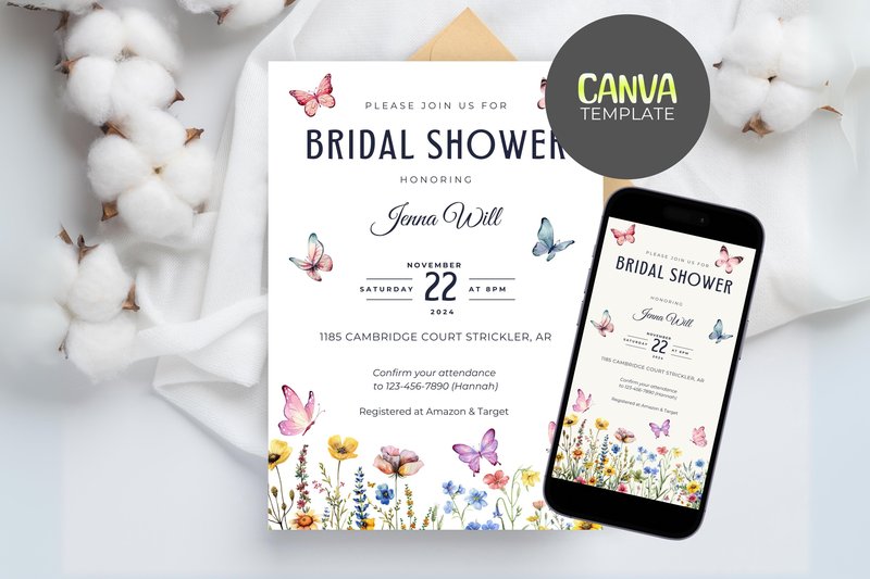 Butterflies Bridal Shower Invitation (by Precious Pixel Pals)