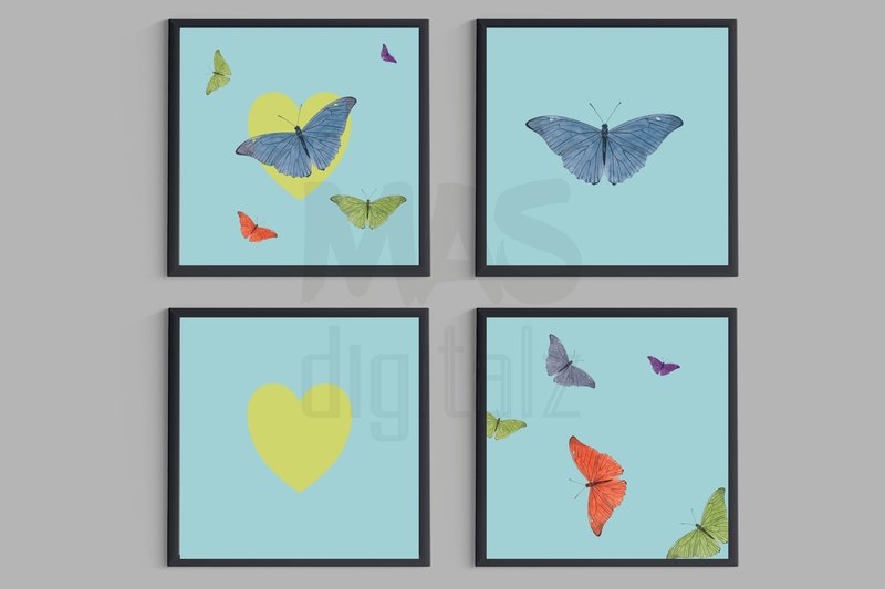 Butterfly Baby Nursery Decor Blue (by masdigitalzart)