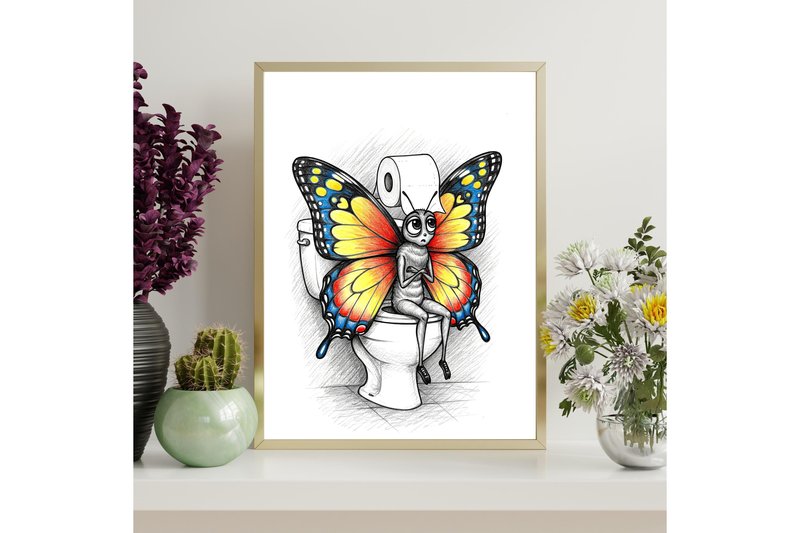 Butterfly Bathroom Decor Print (by Younique Aartwork)