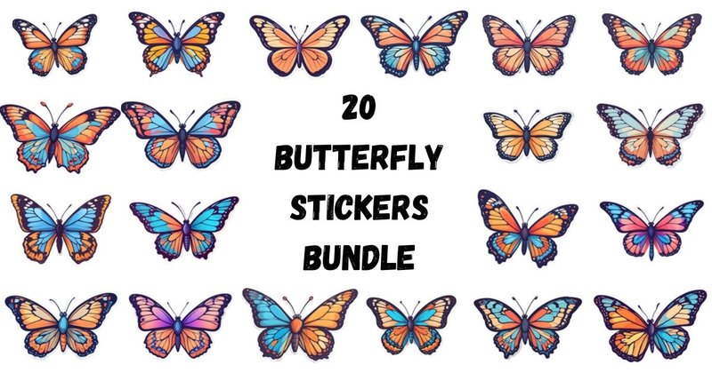 Butterfly Stickers Bundle (by yaseenbaigart)