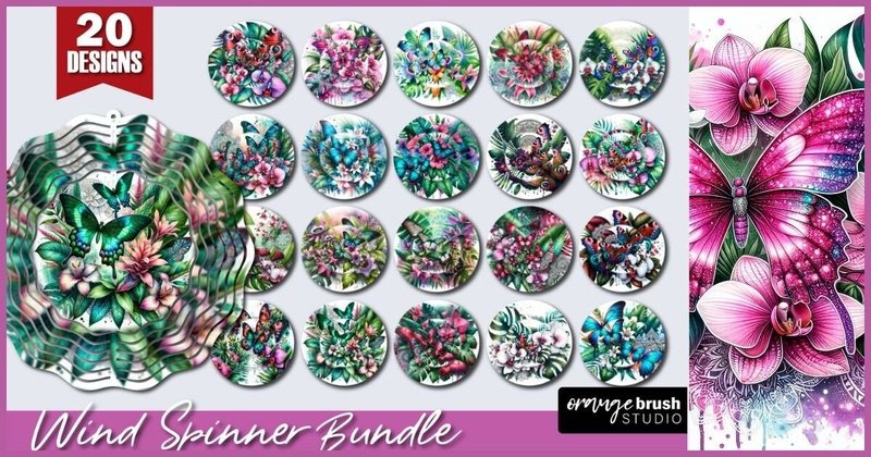 Butterfly Wind Spinner Bundle (by Orange Brush Studio)