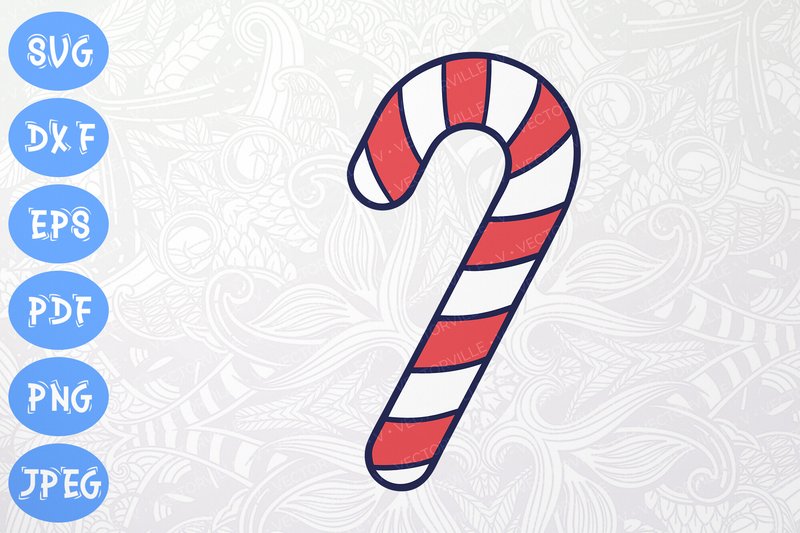 Candy Cane SVG for Christmas DIY Crafts (by Vectorville)