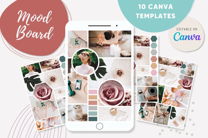 CANVA 10 Mood Board Templates (by Kream Digital)