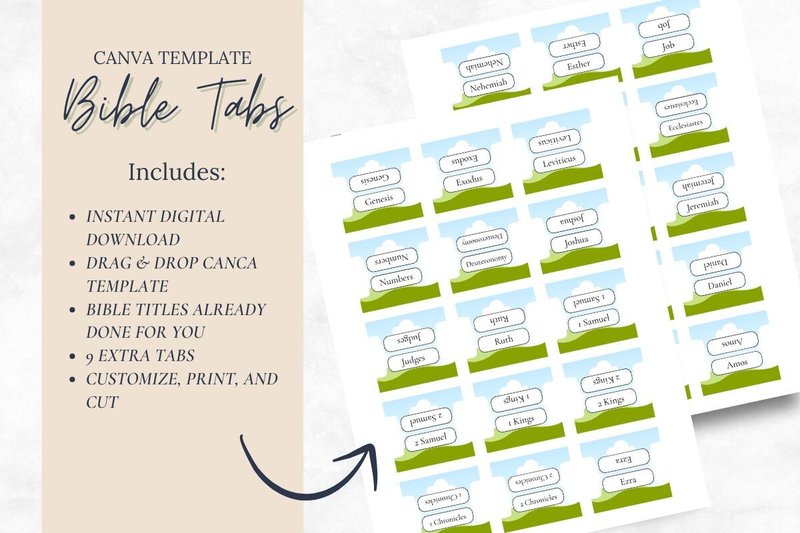 Canva Editable Bible Tabs Template Craft (by Softly Grounded)