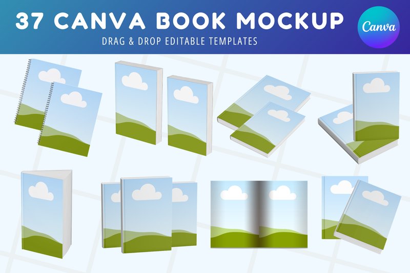 Canva Editable Book Mockup Templates (by SnapyBiz)