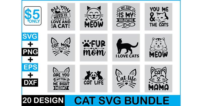 Cat SVG Bundle (by BlackDogsMedia)
