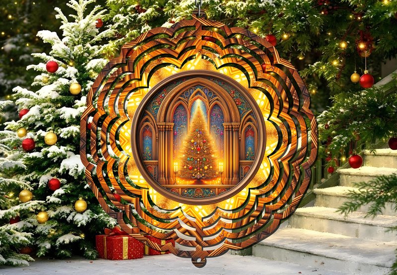 Cathedral Holiday Decor Wind Spinner (by Lazy Cow)