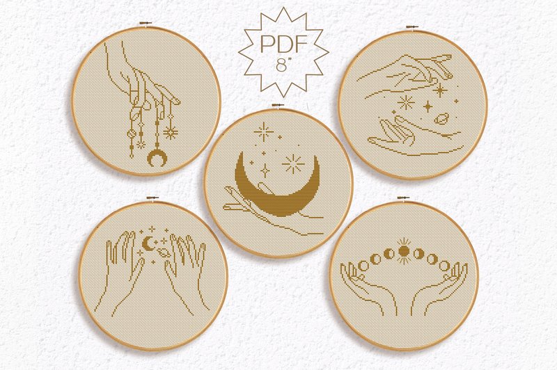 Celestial 5 Cross Stitch Patterns PDF (by CrossWithMe)