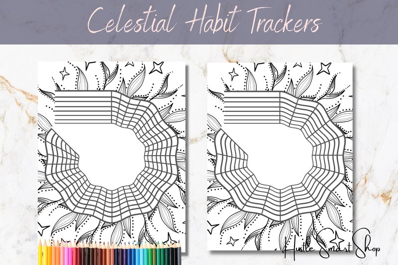 Celestial Habit Tracker PDFs Set 1 (by Hustle Smart Shop)