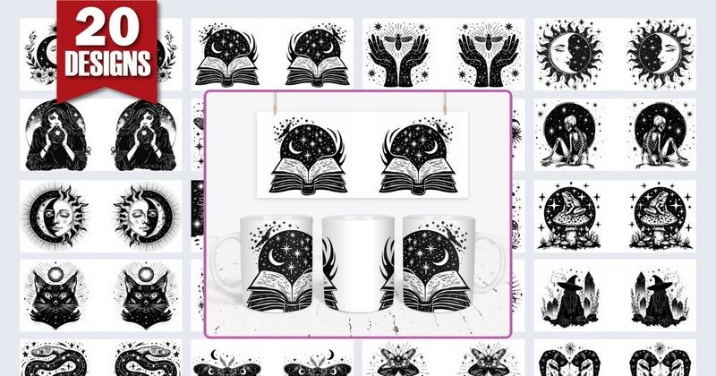 Celestial Mug Wrap Sublimation Bundle (by Orange Brush Studio)