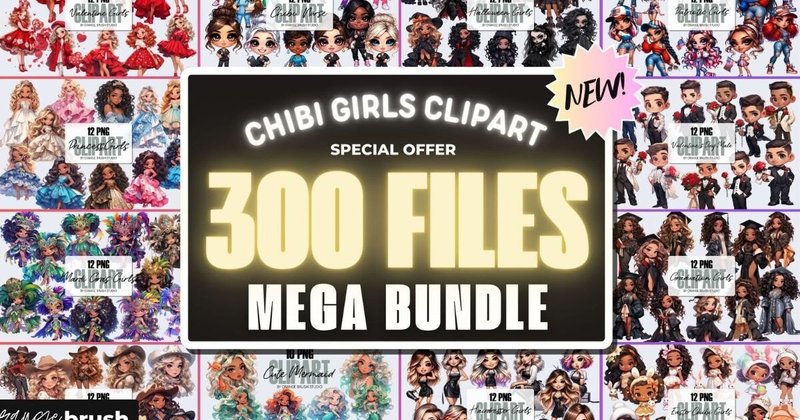 Chibi Girls Clipart Bundle (by Orange Brush Studio)