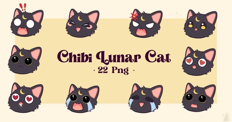 Chibi Lunar Cat Clipart Bundle (by PawsitivelyAesthetic)