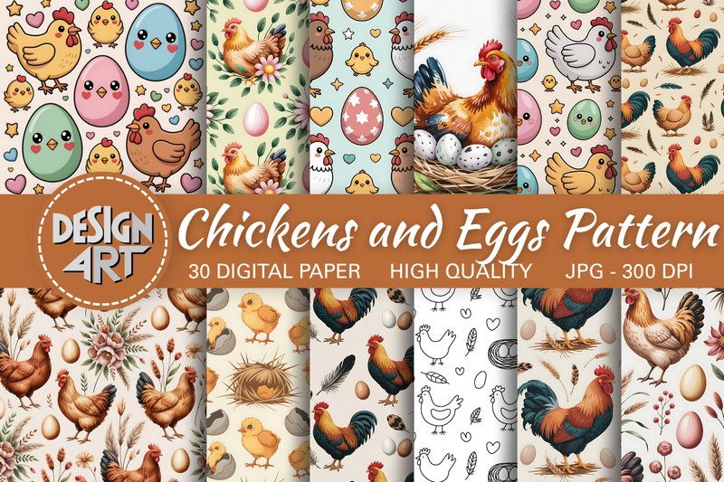 Chickens and Eggs Pattern (by Design Art)