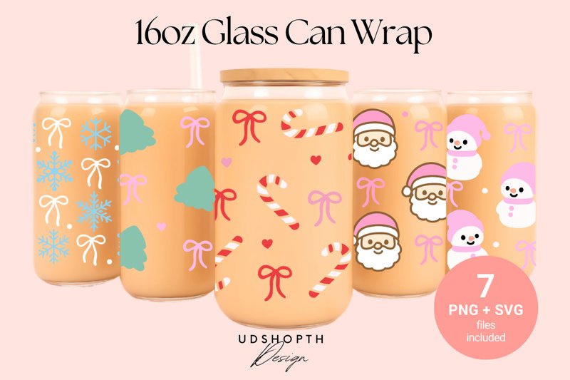 Christmas 16oz Libbey Glass Can Wrap SVG (by UDShopTHDesign)