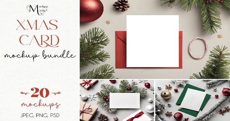 Christmas Card Mockup Bundle 2 (by OK-Design)