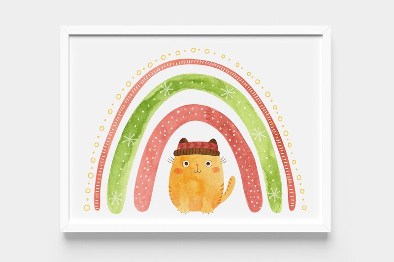 Christmas Cat Poster, Kids Holiday Decor (by ValinMalin)