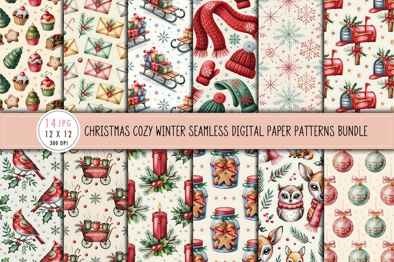 Christmas Cozy Winter Seamless Patterns (by Craftfiles-SVG)