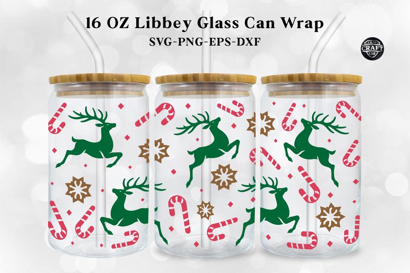 Christmas Libbey Glass Can Wraps SVG (by LazyCraftlab)