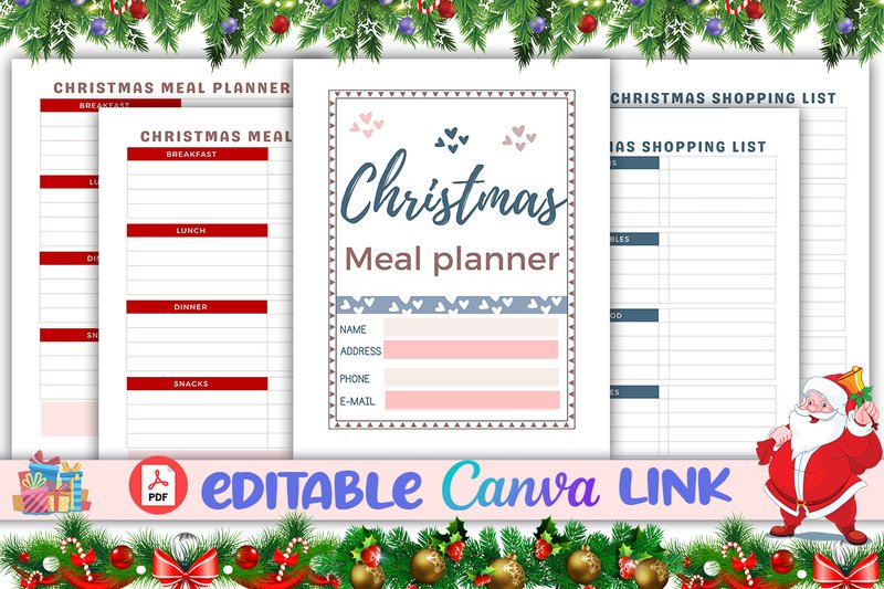 Christmas Meal Planner Canva Template (by KDP Studio)