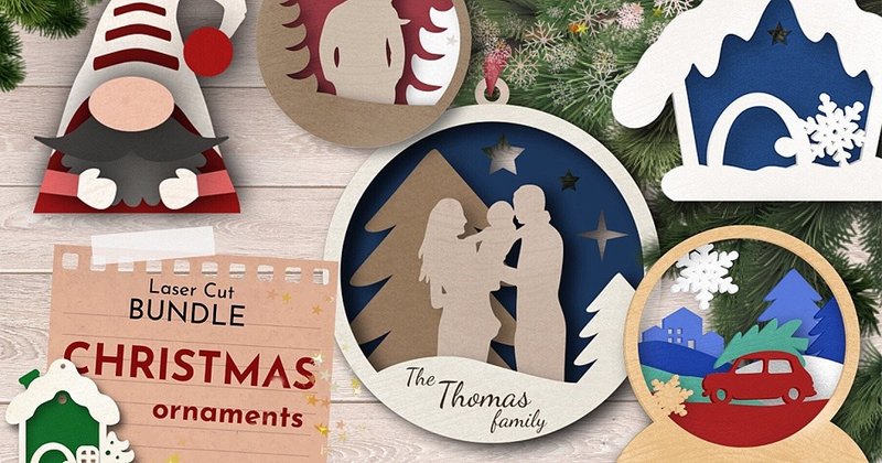 Christmas Ornament Laser Cut Designs SVG (by DatsenCreate)