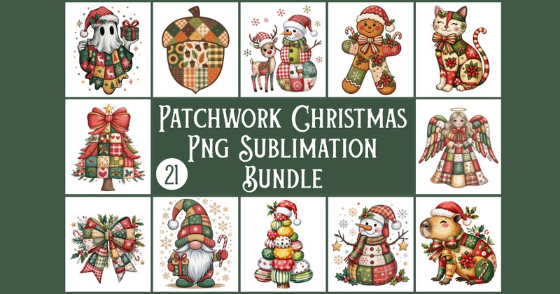 Christmas Patchwork PNG Bundle (by Design Hub)