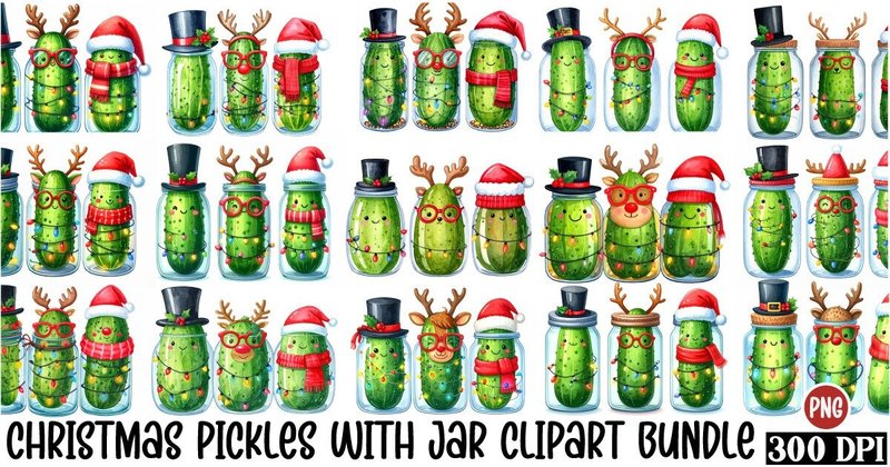 Christmas Pickles Clipart Bundle (by Art King @)